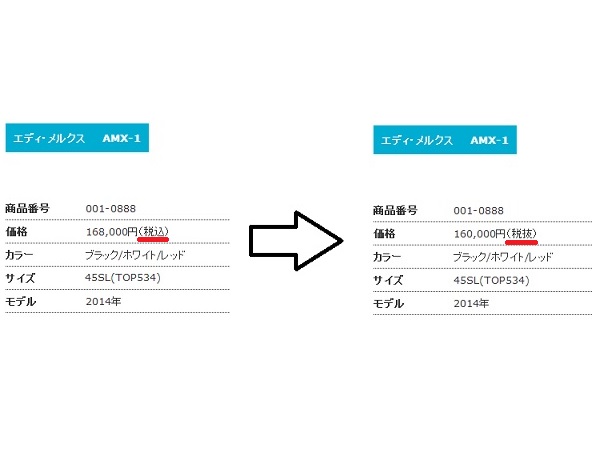 当ホームページの価格表示に関して　(4/6追記あり)